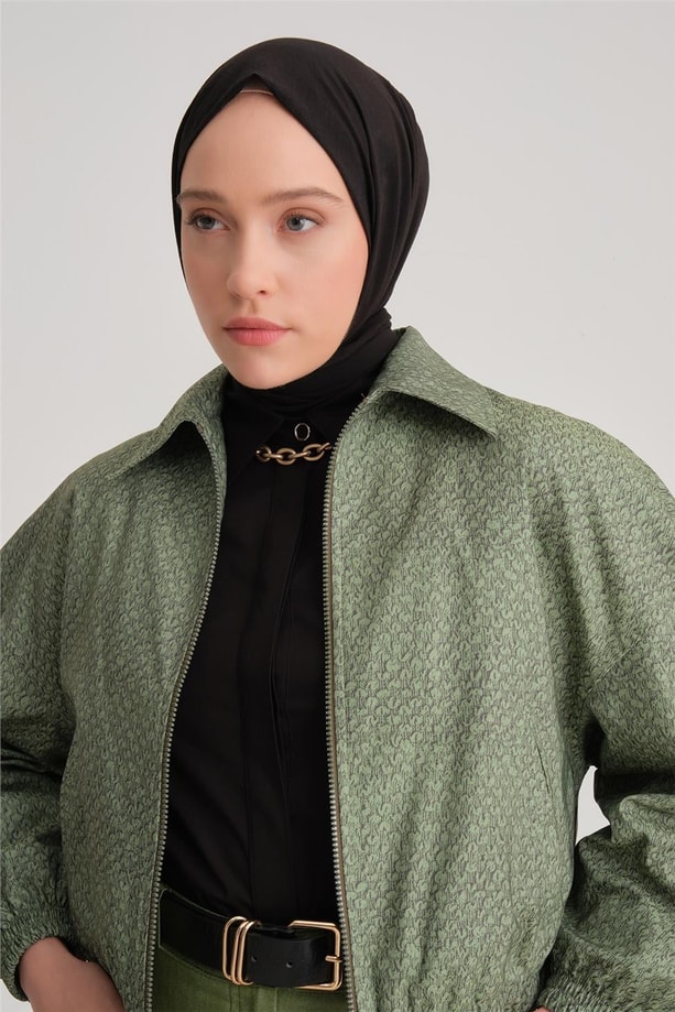 Armine Baskılı Bomber Ceket 24Y5507 Yeşil