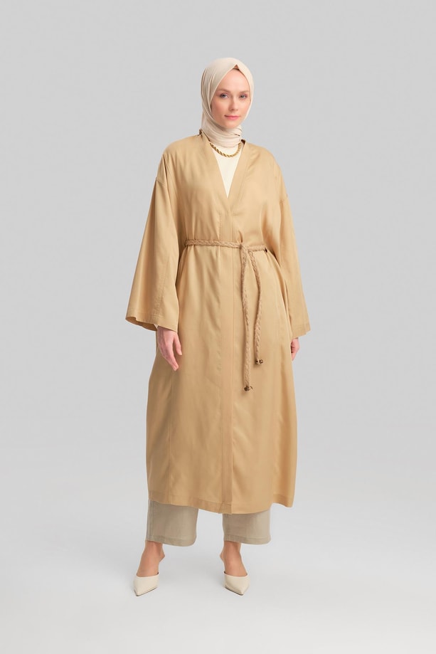 Armine Hasır Kemerli Kimono 24Y5512 Camel