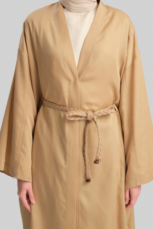 Armine Hasır Kemerli Kimono 24Y5512 Camel