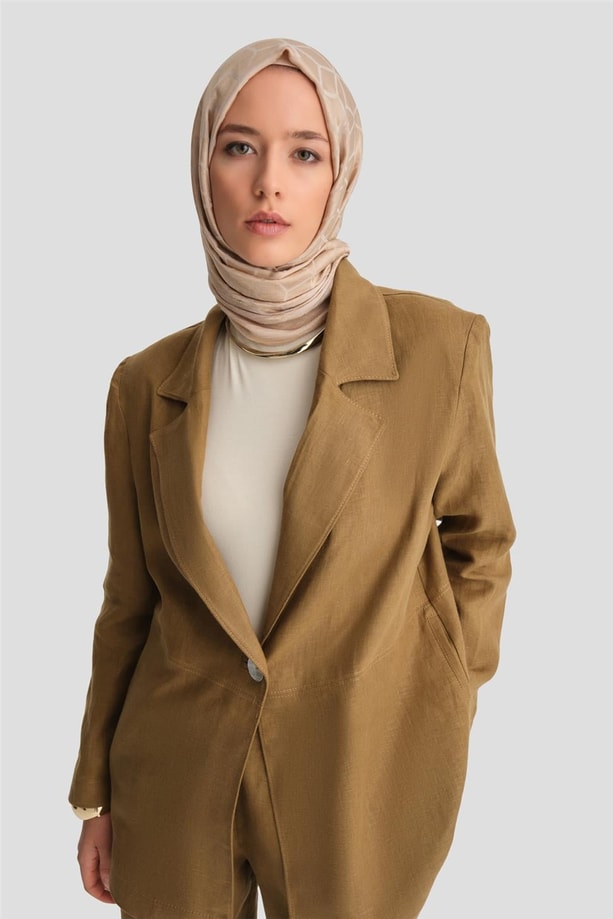 Armine Keten Ceketli Takım 24Y6821 Camel