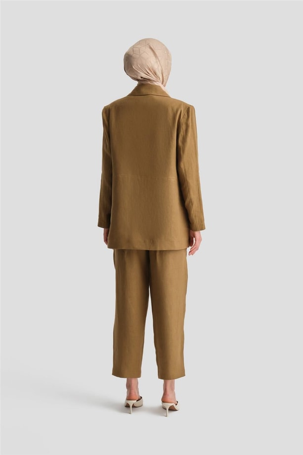 Armine Keten Ceketli Takım 24Y6821 Camel