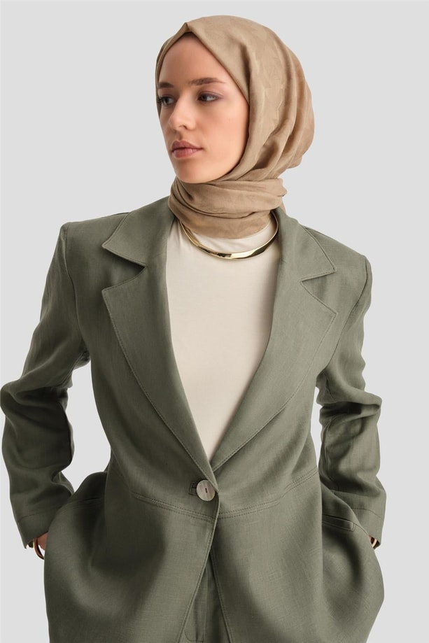 Armine Keten Ceketli Takım 24Y6821 Haki