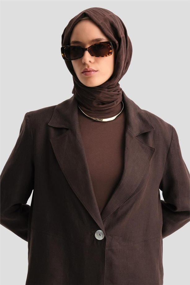 Armine Keten Ceketli Takım 24Y6821 Acı Kahve