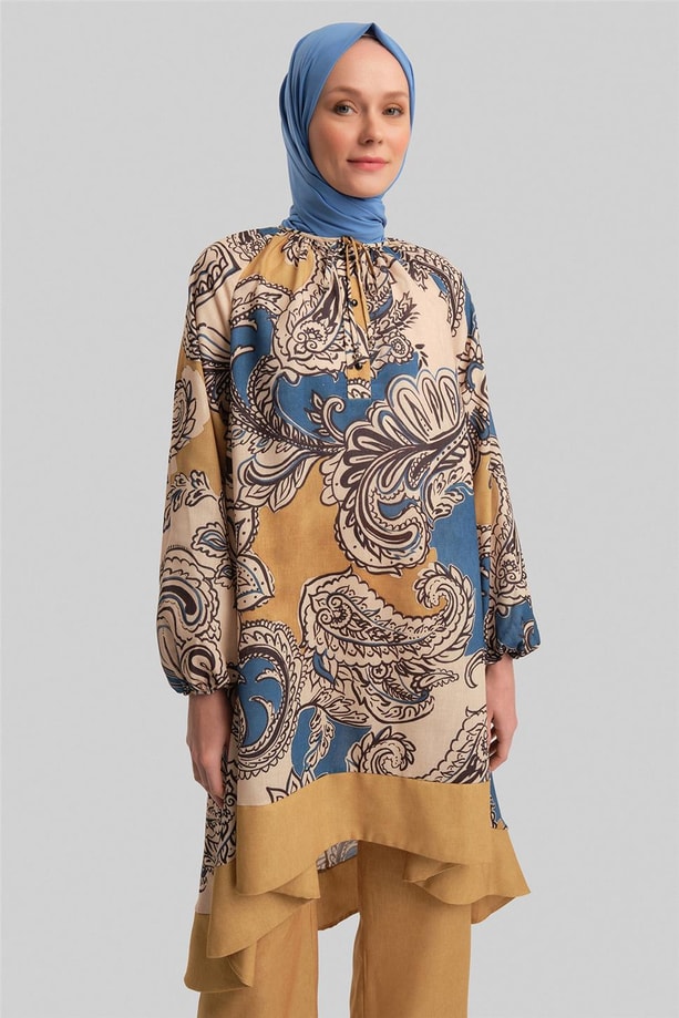 Armine Pantolonlu Desenli Takım 24Y6834 Safran