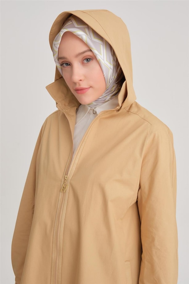 Armine Seyyar Kapüşonlu Grogren Detaylı Parka 24Y7409 Camel