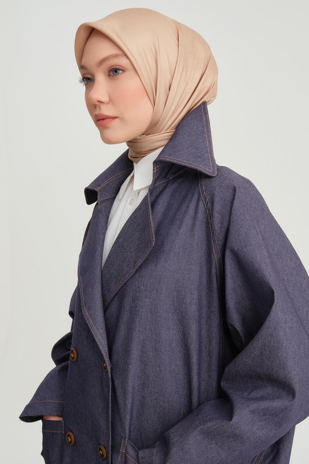 Armine Denim Overzie Trençkot 24Y8708 Lacivert