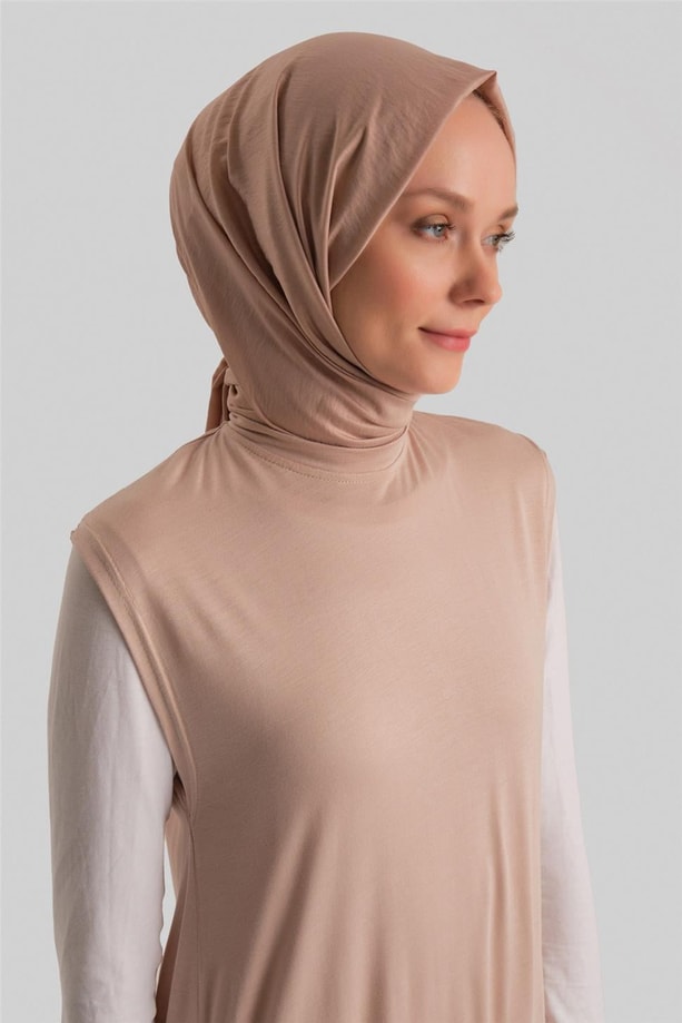 Armine Sıfır Kol İçlik Elbise ORTD9041 Bej