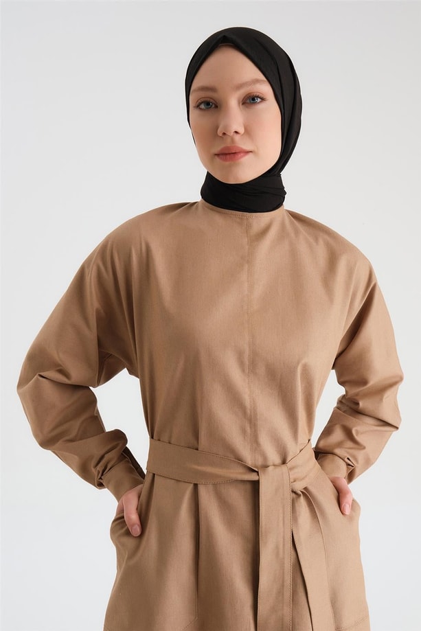 Armine Denim Efektli Elbise 24Y9802 Camel