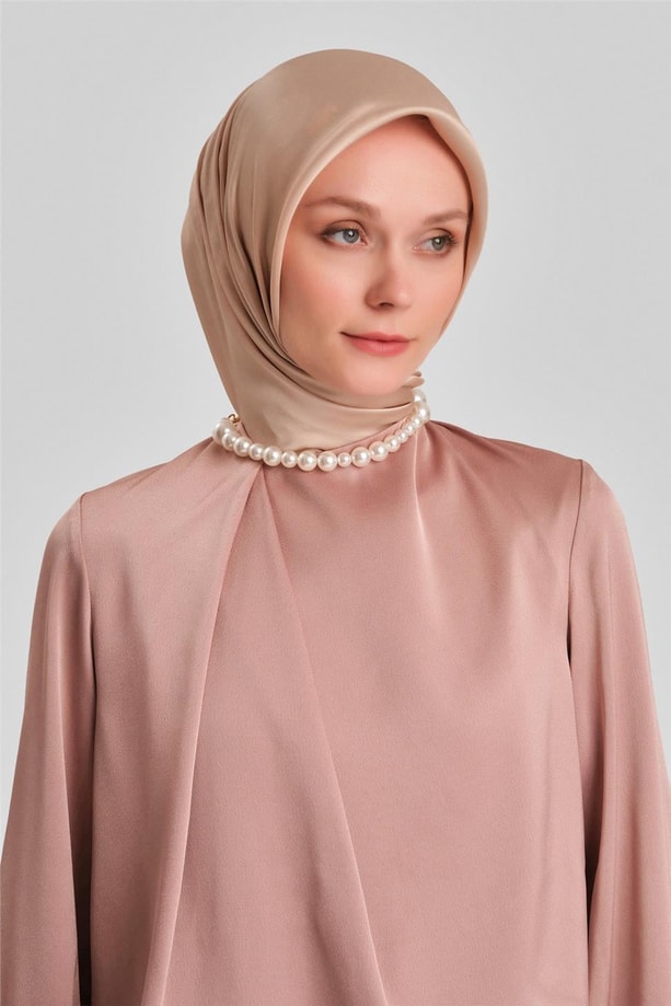 Armine Omuz Plile Abiye Elbise 24Y9819 Latte