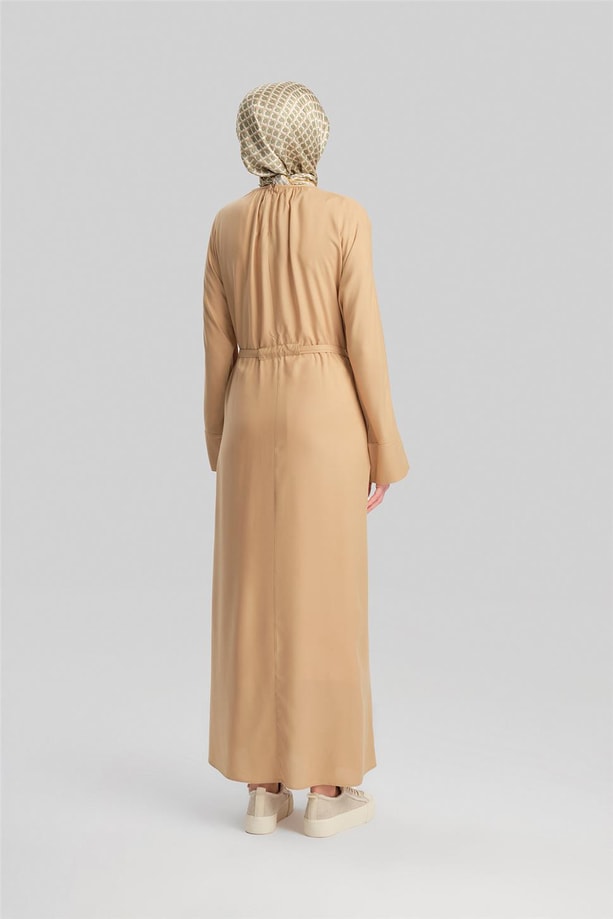 Armine Kolu Bütün Viskon Tencel Elbise 24Y9821 Camel