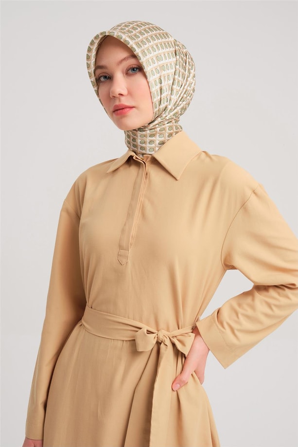 Armine Polo Yaka Basic Pamuk Elbise 24Y9822 Camel