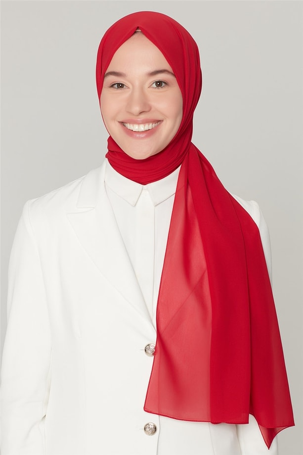 Belli Polyester Şal 00Oaat44 Kırmızı