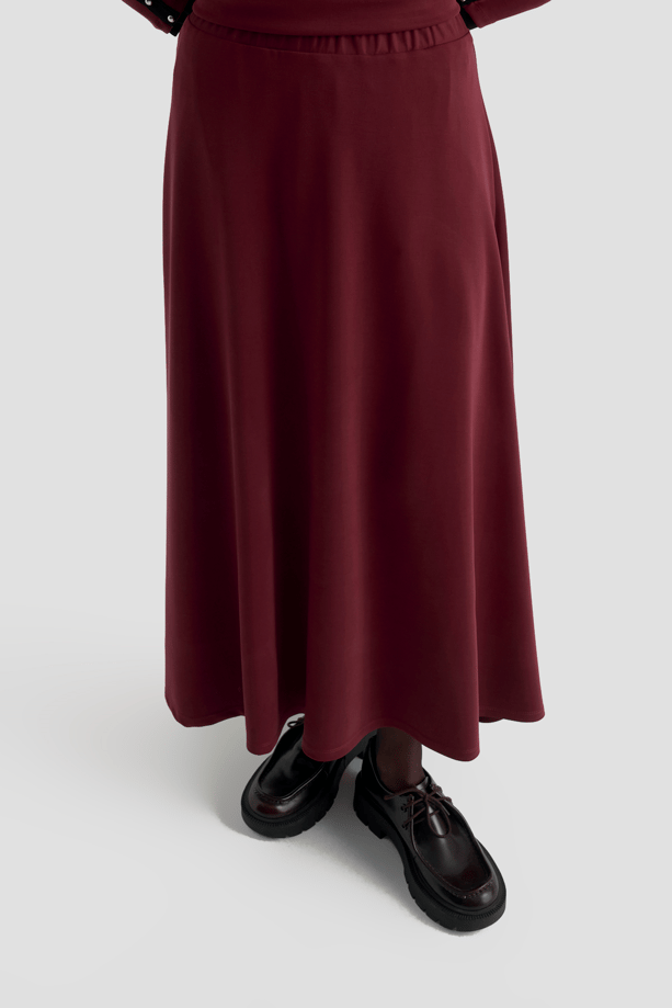 Şeritli Örme Takım Bordo