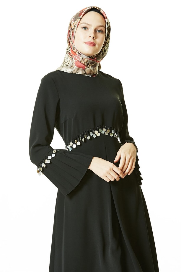 Armine Pulpayet Detaylı Elbise 8K9628 Siyah