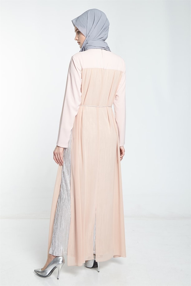  Armine Şifon Detaylı Elbise 8Y9571 Pudra