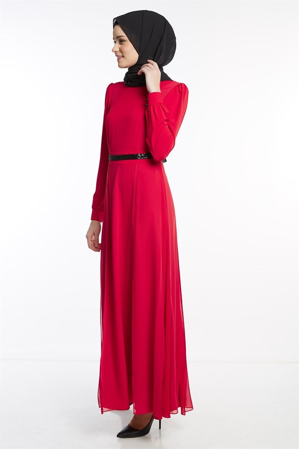 Armine Elbise 18Ya9599 Kırmızı