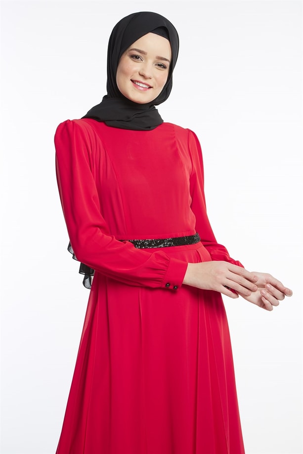 Armine Elbise 18Ya9599 Kırmızı
