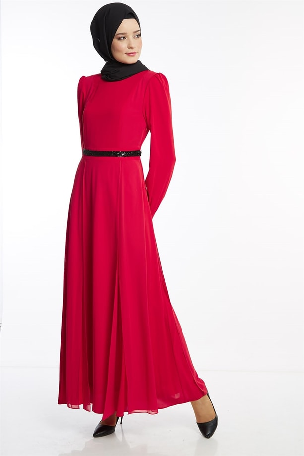 Armine Elbise 18Ya9599 Kırmızı