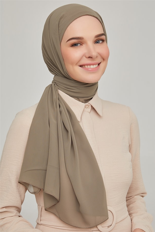 Armine Boneli Şifon Şal 00Oaat44 Koyu Yeşil