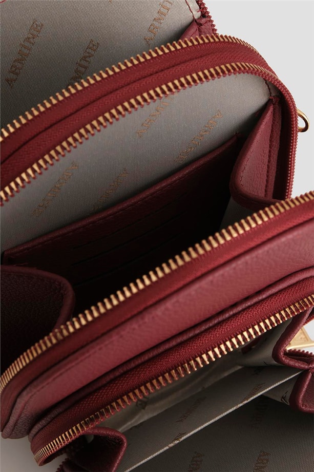 Armine Pia Deri El Çantası 25YD7384 Bordo