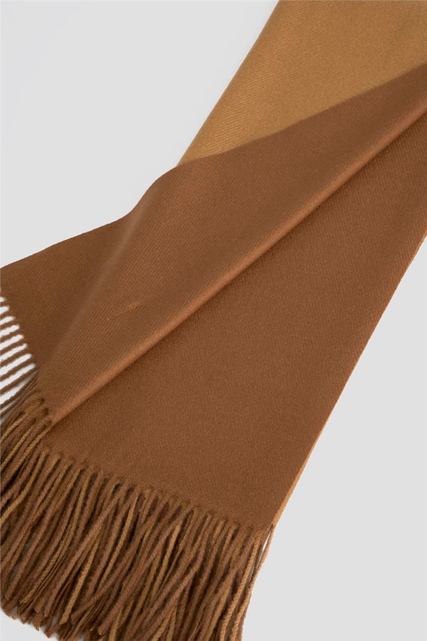 Püsküllü Akrilik Atkı Camel