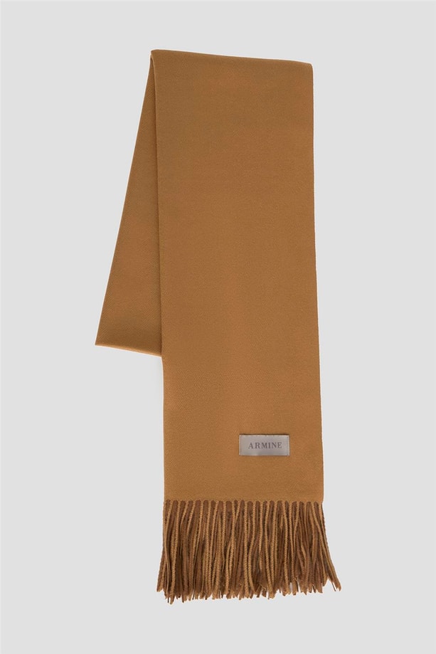 Püsküllü Akrilik Atkı Camel