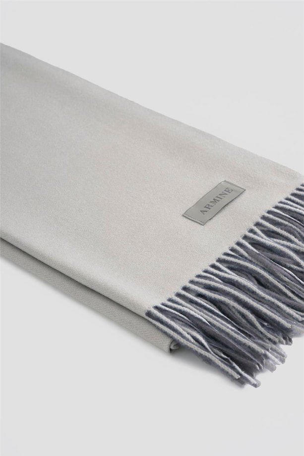 Püsküllü Akrilik Atkı Gri