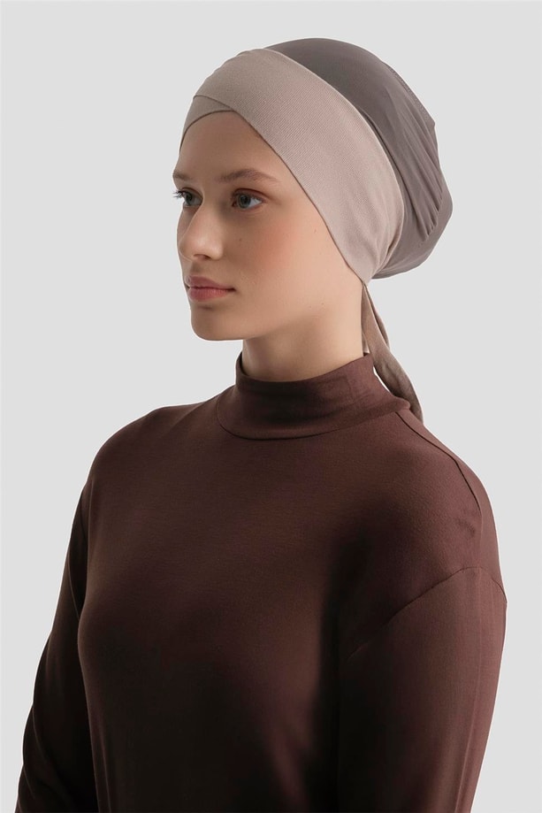 Armine Tüllü Çapraz Bone Açık Vizon