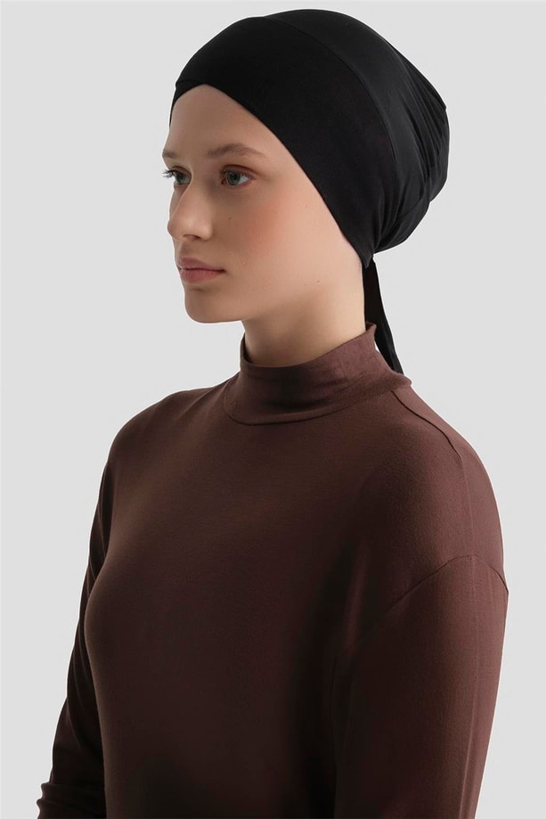 Armine Tüllü Çapraz Bone Siyah