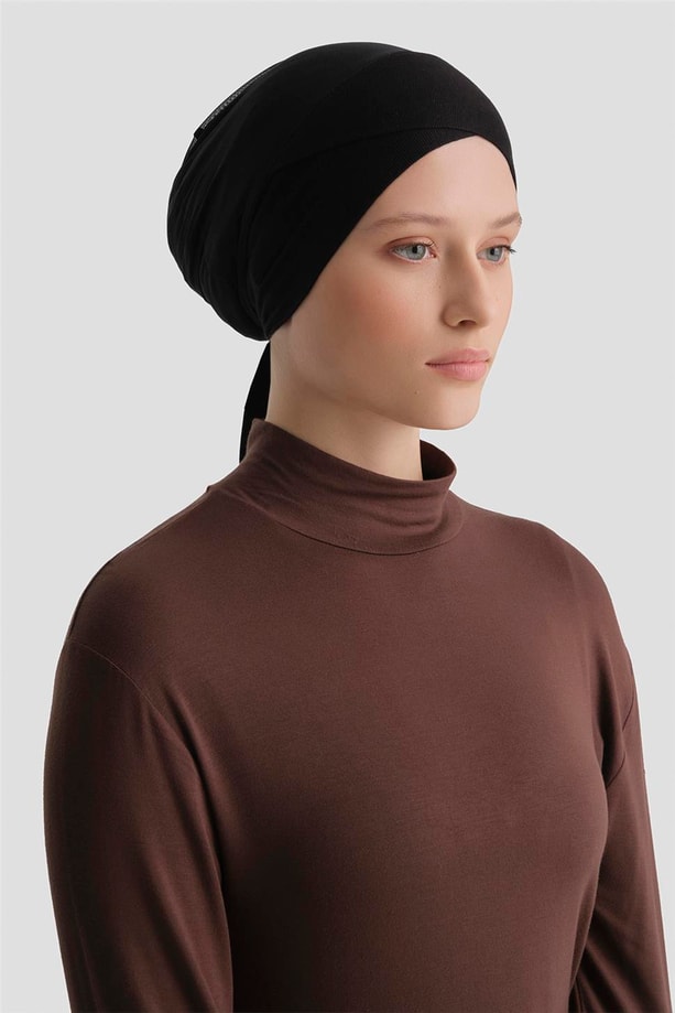 Armine Tüllü Çapraz Bone Siyah