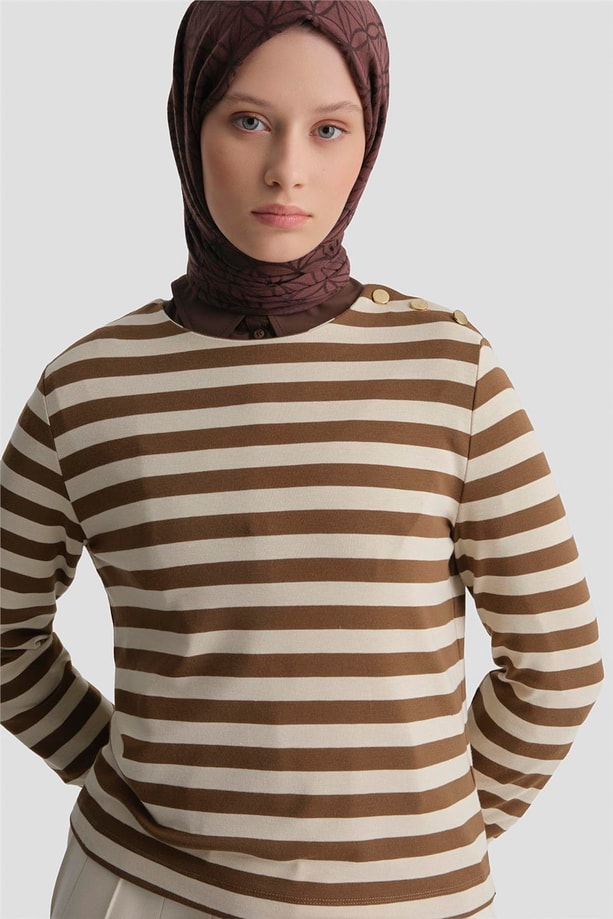 Çizgili Basic Badi Beyaz