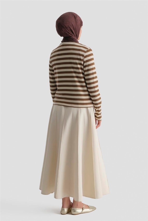 Çizgili Basic Badi Beyaz