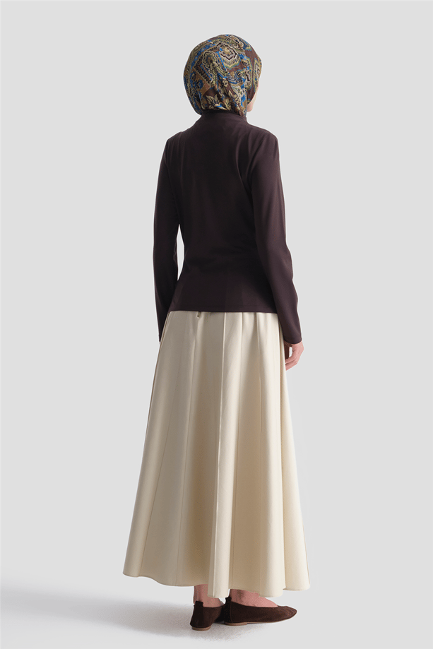 Aksesuarlı Drape Badi Acı Kahve