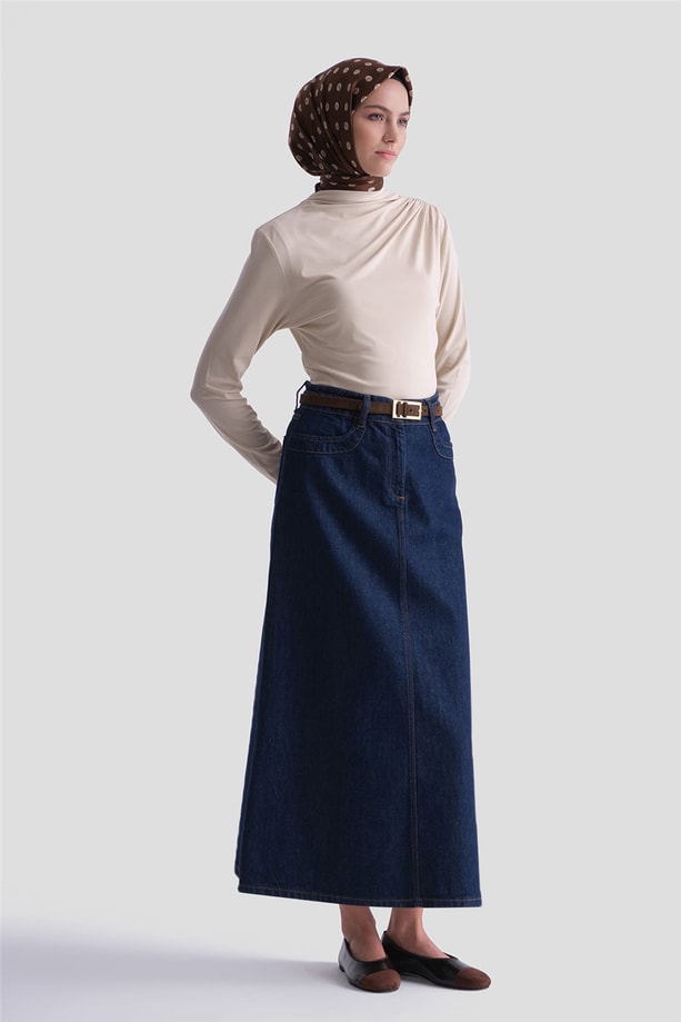 Degaje Yaka Örme Rayon Bluz Bej