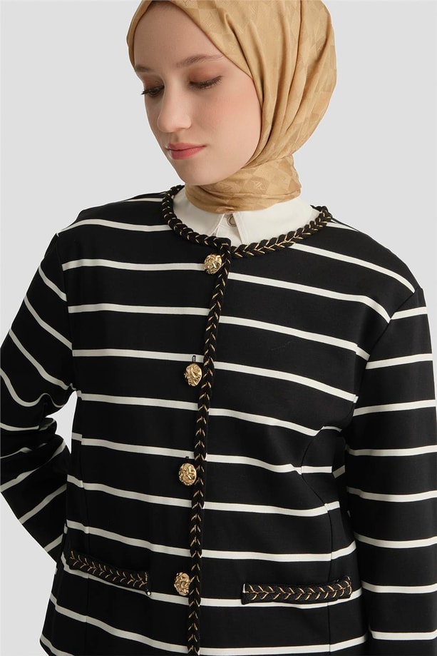 Çizgili Ceket Siyah