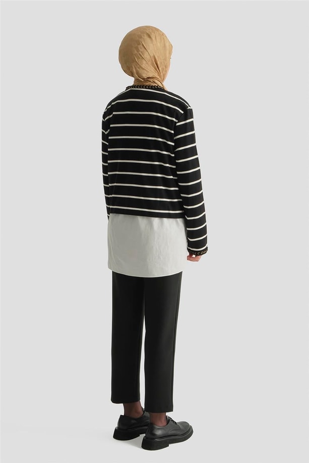 Çizgili Ceket Siyah