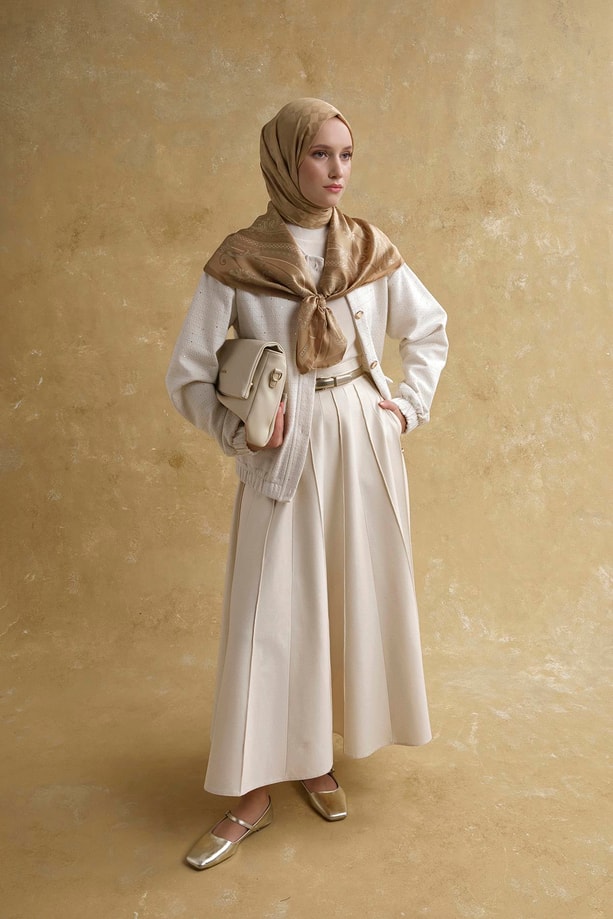 Sim Detaylı Bomber Ceket Beyaz