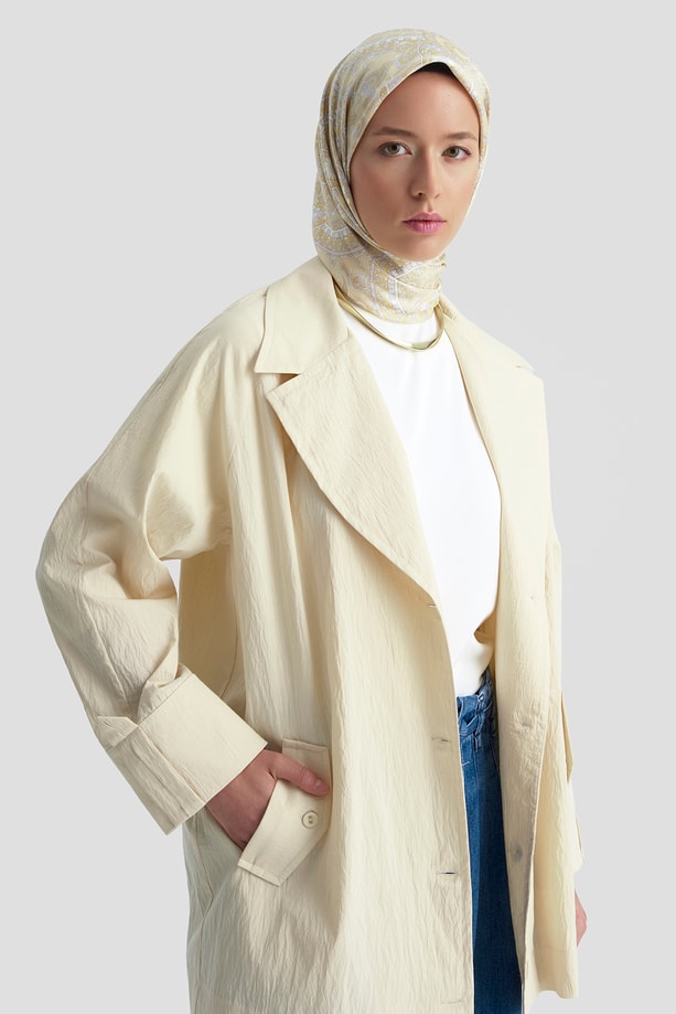Pamuk Karışımlı Blazer Ceket Kum