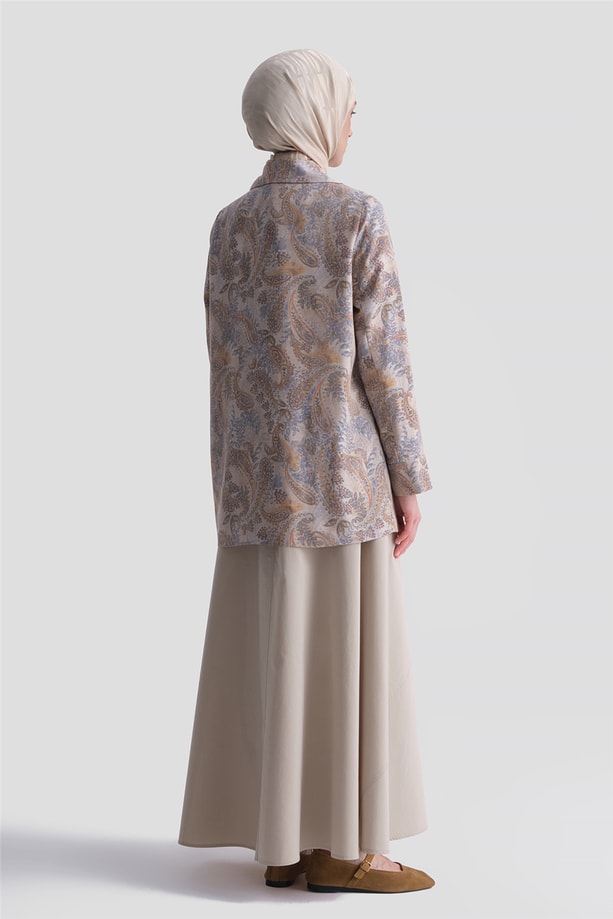 Desenli Blazer Ceket Bej