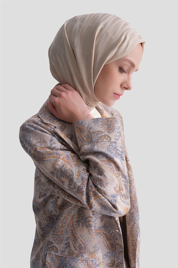 Desenli Blazer Ceket Bej