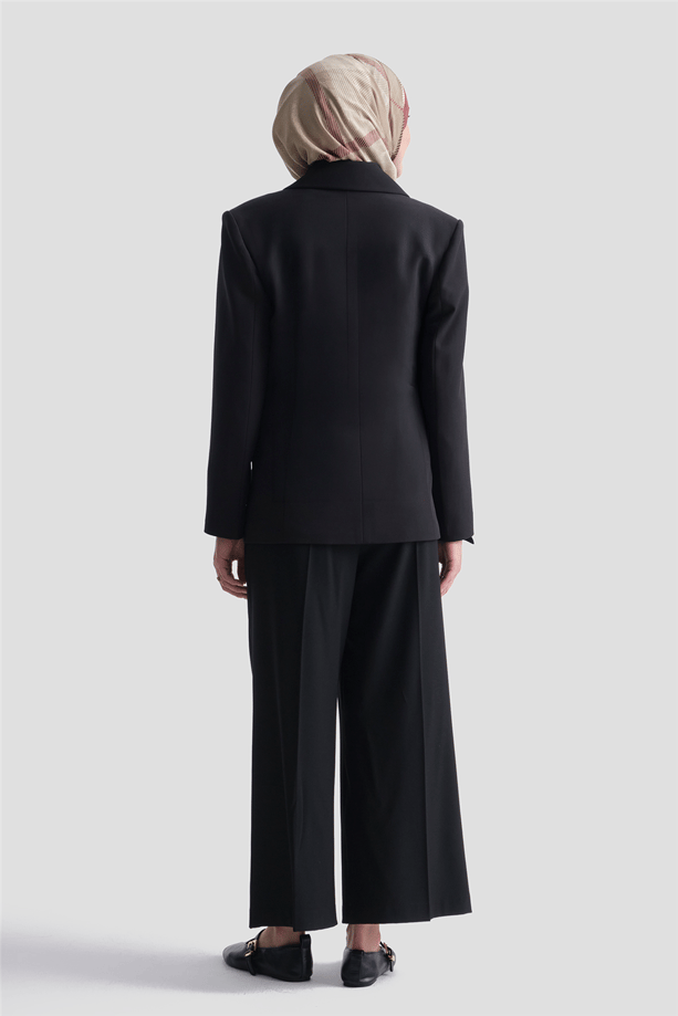Asimetrik Kesim Blazer Ceket Siyah 