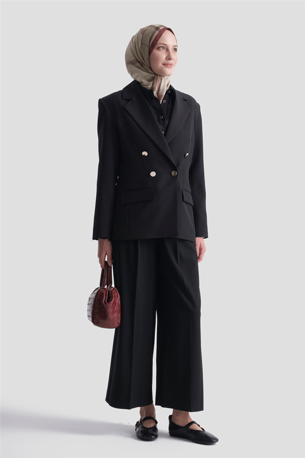 Asimetrik Kesim Blazer Ceket Siyah 