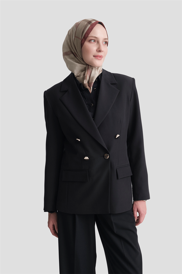 Asimetrik Kesim Blazer Ceket Siyah 