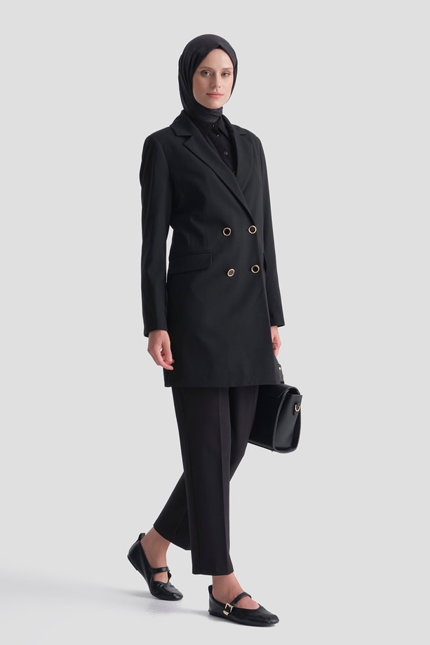 Uzun Boy Blazer Ceket Siyah