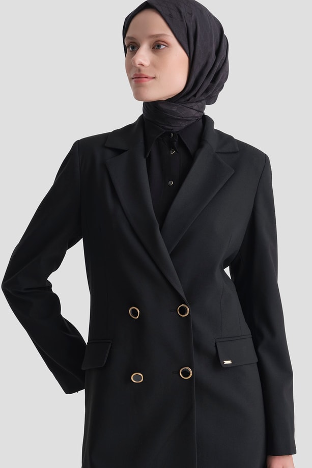 Uzun Boy Blazer Ceket Siyah