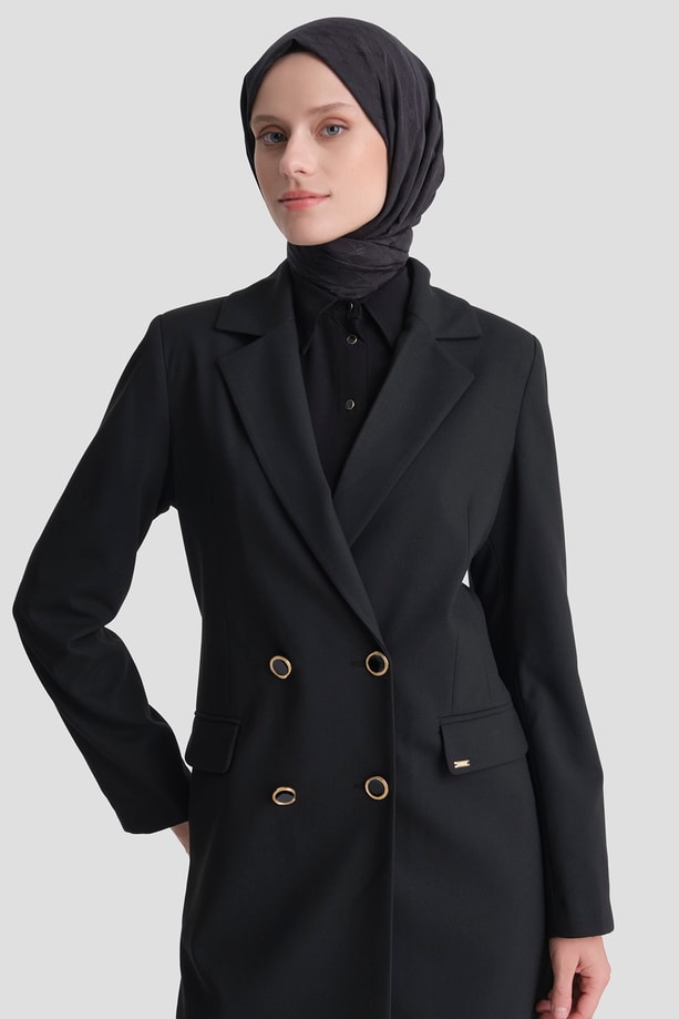 Uzun Boy Blazer Ceket Siyah