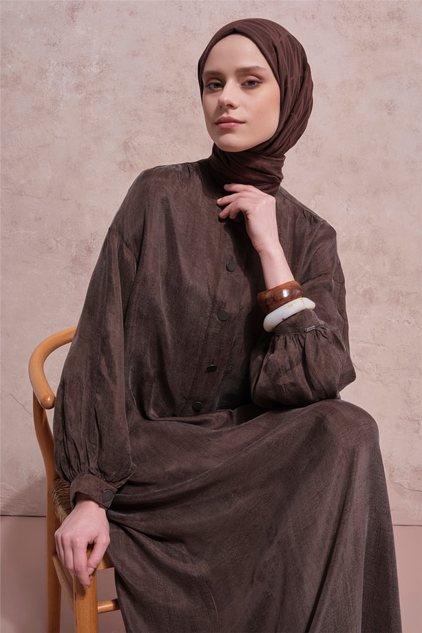 Oversize Kupra Elbise Kakao