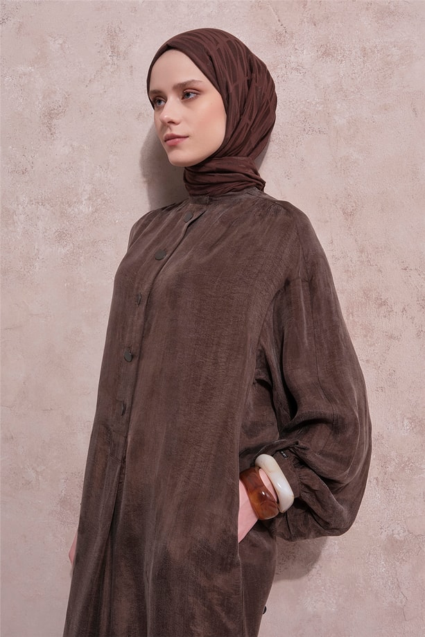 Oversize Kupra Elbise Kakao