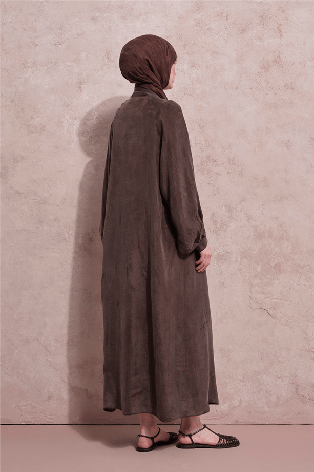 Oversize Kupra Elbise Kakao