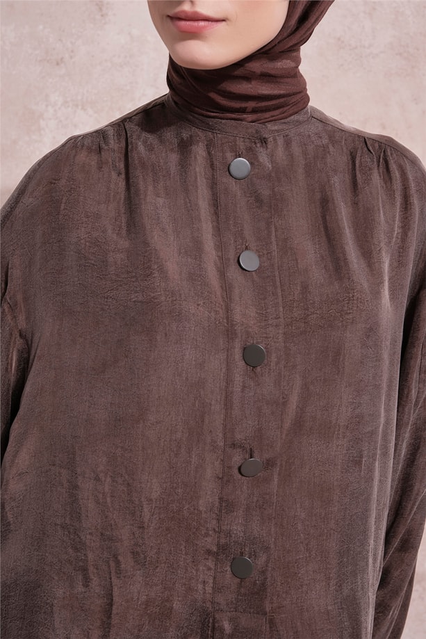 Oversize Kupra Elbise Kakao
